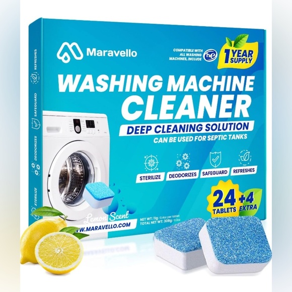 Maravello Washing Machine Cleaner Tablets 28 Pack Highly Efficient Laundry - Picture 1 of 5